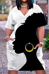 African Women's Short Sleeve Dress - Flexi Africa - Free Delivery Worldwide only at www.flexiafrica.com