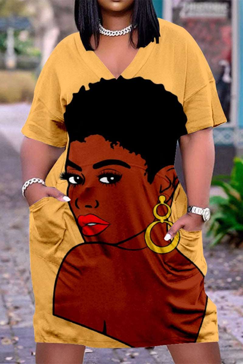 African Women's Short Sleeve Dress - Flexi Africa - Free Delivery Worldwide only at www.flexiafrica.com