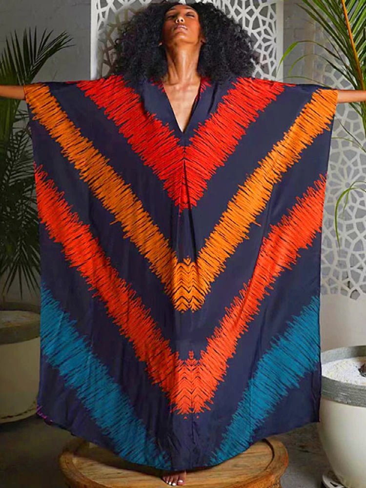 Batwing Sleeve Dashiki African Maxi Dress Loose Fit Robes - Flexi Africa Free Delivery Worldwide only at www.flexiafrica.com