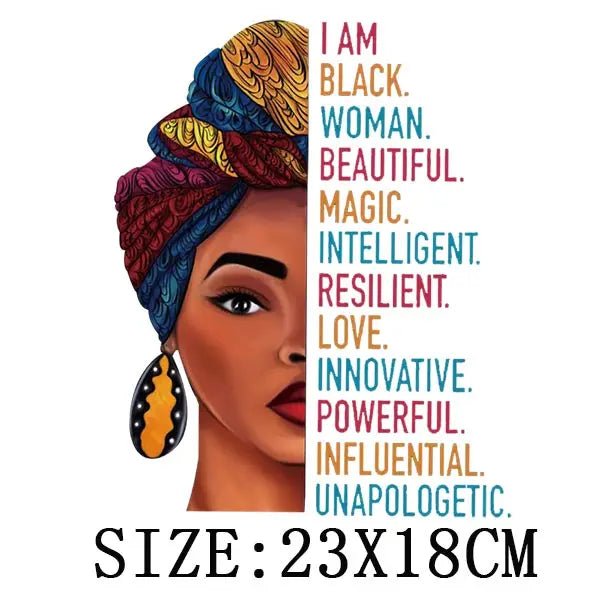 Beautiful African Lady Iron - On Thermo Transfer Patch - Washable DIY Applique for Clothing - Free Delivery Worldwide only at Flexi Africa