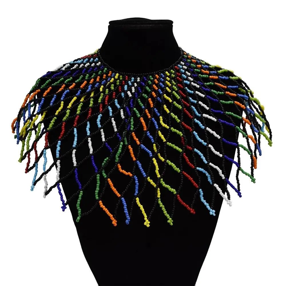 Bohemian Multicolored Beaded Choker: Vibrant Tribal Necklace for Women's Party Wear - Flexi Africa - www.flexiafrica.com