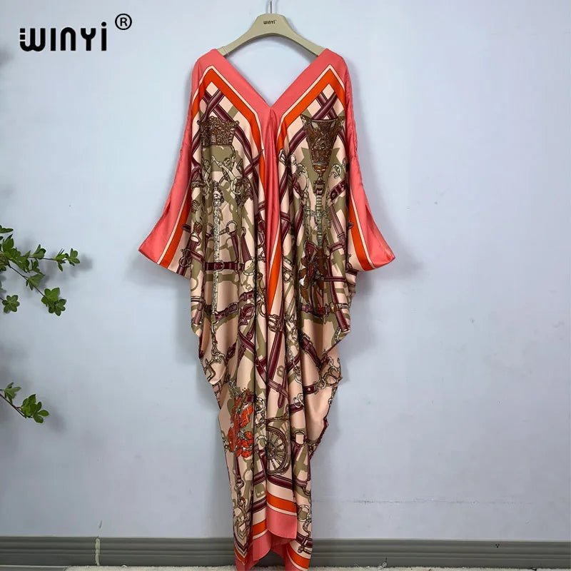 Bohemian Print Maxi Kaftan: Stylish Summer Abaya Dress for Women - Free Delivery Worldwide only at Flexi Africa