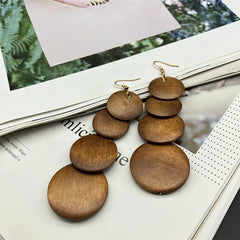 Bohemian Wooden Long Earrings - African Primitive Style Retro Earrings - Free Delivery Worldwide only at Flexi Africa