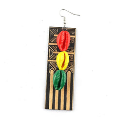 Bold Rasta Style African Woman Earrings – Wooden, Multicolor - Free Delivery Worldwide only at Flexi Africa