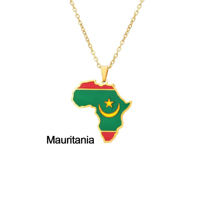 Continent Chic: African Map Geometric Pendant Necklace in Stainless Steel - Flexi Africa - Free Delivery Worldwide