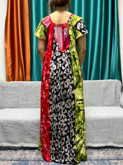 Cotton Printed Abayas for Women – Boat Neck, Loose Fit Maxi Dress - Free Delivery Worldwide only at Flexi Africa