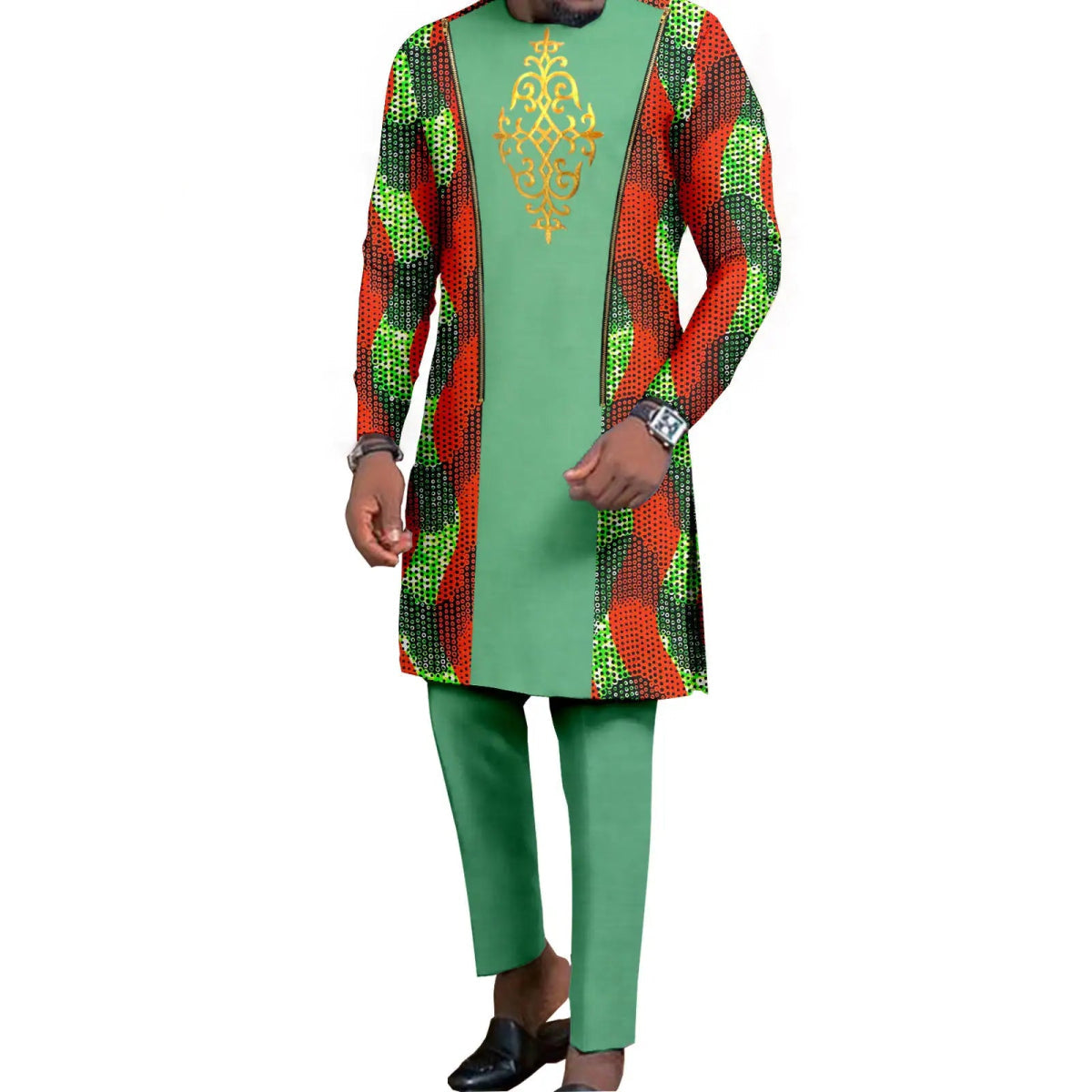Dashiki African Couple Wedding Set – Women’s Mermaid Dress & Matching Men’s Bazin Riche Shirt and Pants - Free Delivery