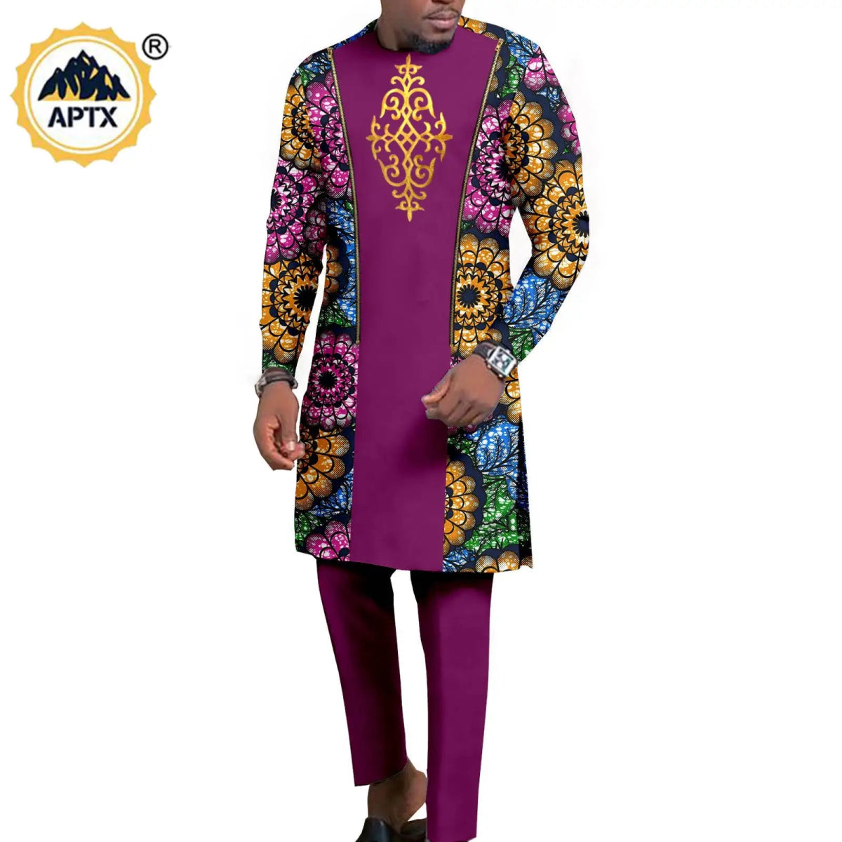 Dashiki African Couple Wedding Set – Women’s Mermaid Dress & Matching Men’s Bazin Riche Shirt and Pants - Free Delivery Worldwide only at Flexi Africa