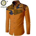 Dashiki African Men’s Long Sleeve Shirt – Ankara Print Single - Breasted Dress Shirt - Free Delivery Worldwide only at Flexi Africa