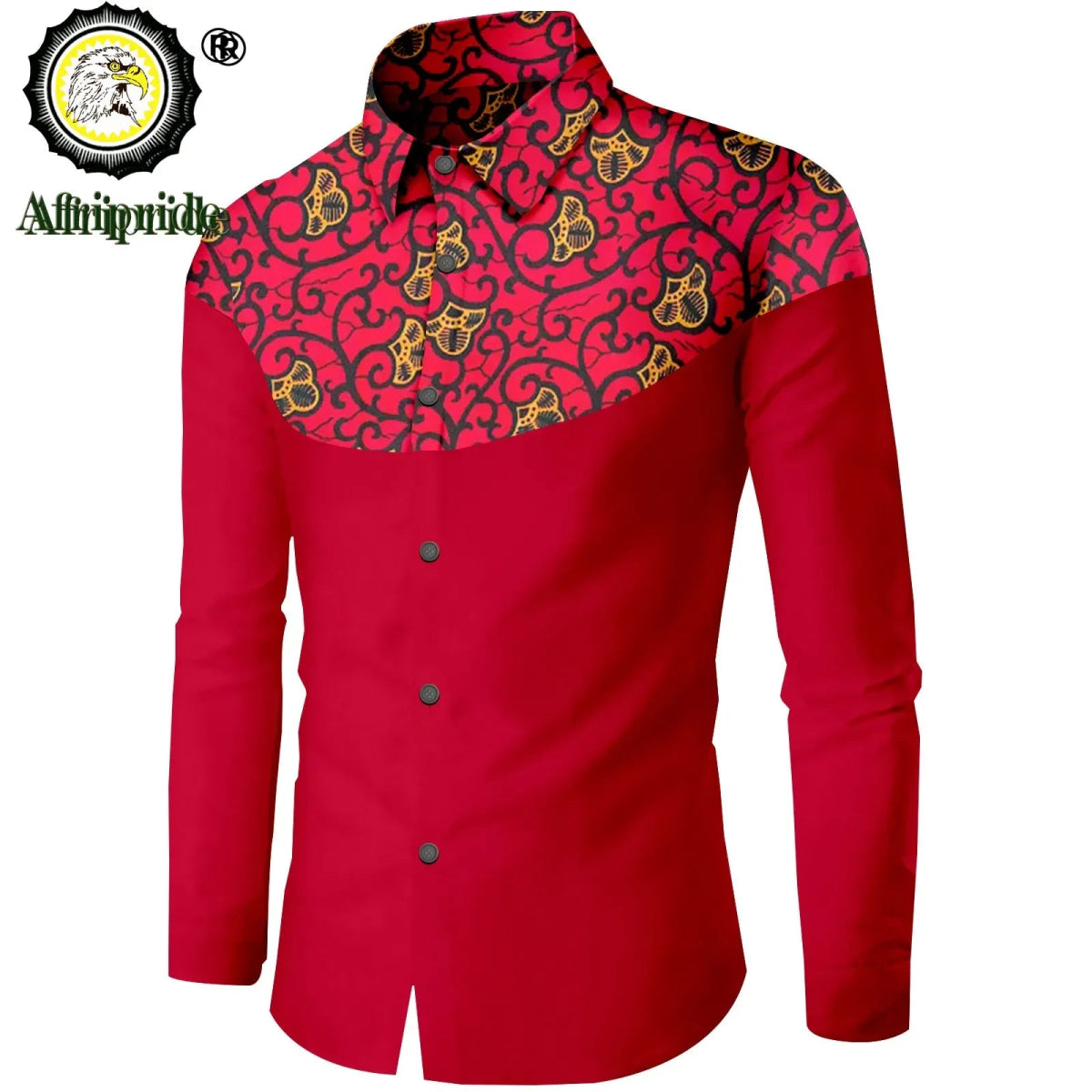 Dashiki African Men’s Long Sleeve Shirt – Ankara Print Single - Breasted Dress Shirt - Free Delivery Worldwide only at Flexi Africa