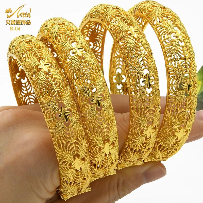 Designer African Bracelet: 24K Gold-Colored Bangles for Women, Luxury Wedding Jewelry - Flexi Africa - Flexi Africa offers Free Delivery Worldwide - Vibrant African traditional clothing showcasing bold prints and intricate designs