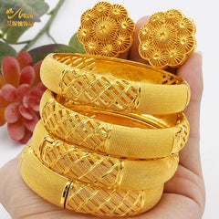 Designer African Bracelet: 24K Gold-Colored Bangles for Women, Luxury Wedding Jewelry - Flexi Africa - www.flexiafrica.com