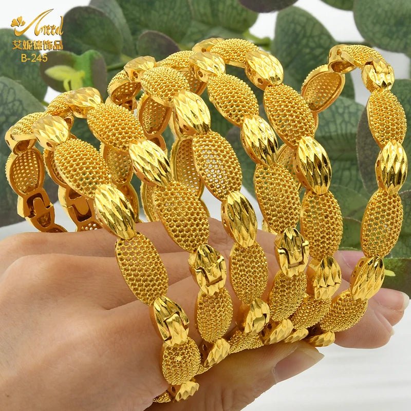 Designer African Bracelet: 24K Gold-Colored Bangles for Women, Luxury Wedding Jewelry - Flexi Africa - www.flexiafrica.com