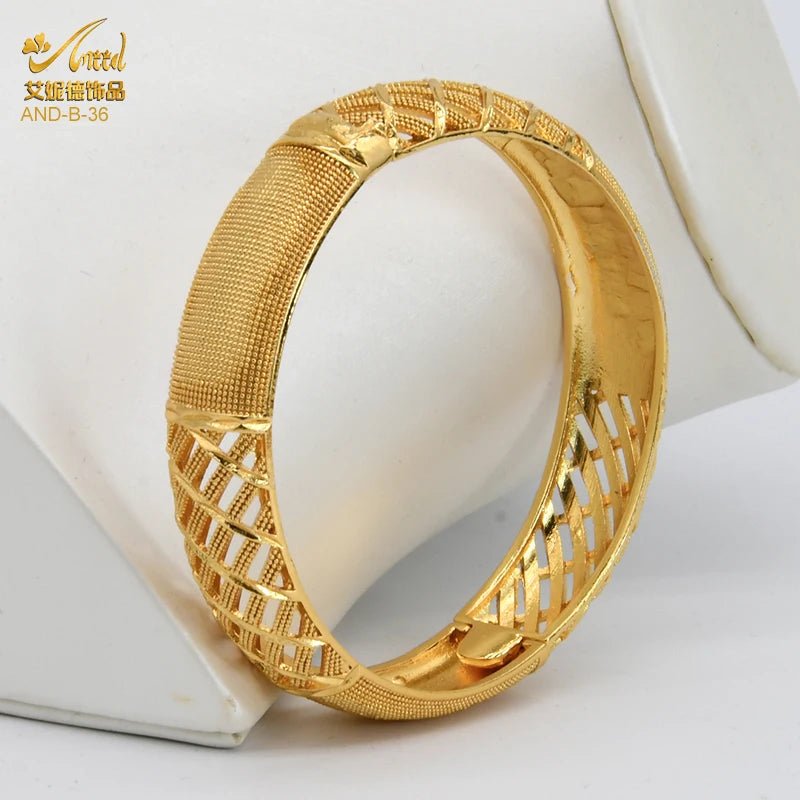 Designer African Bracelet: 24K Gold-Colored Bangles for Women, Luxury Wedding Jewelry - Flexi Africa - www.flexiafrica.com