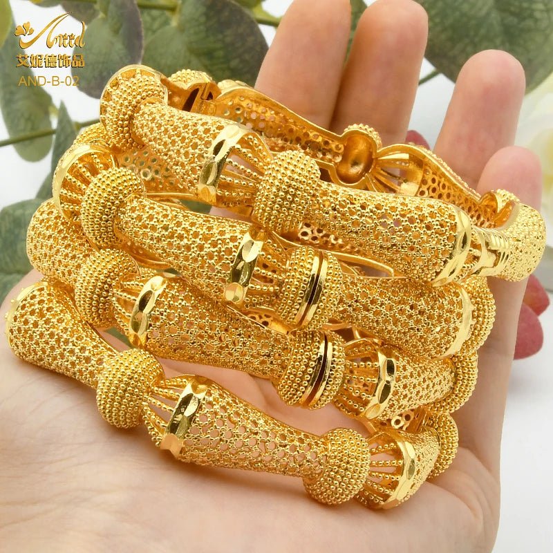 Designer African Bracelet: 24K Gold-Colored Bangles for Women, Luxury Wedding Jewelry - Flexi Africa - Flexi Africa offers Free Delivery Worldwide - Vibrant African traditional clothing showcasing bold prints and intricate designs