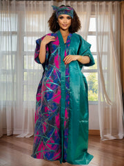 Elegant African Women’s Ethnic Dress – Jacquard Satin Finish
