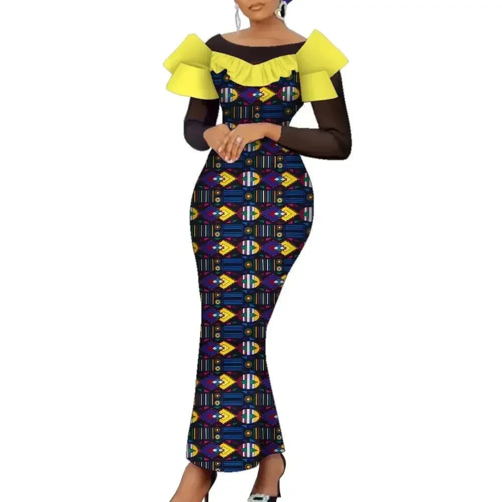 Elegant African Ankara Maxi Dress for Women – Traditional Dashiki Style - Free Delivery Worldwide only at Flexi Africa