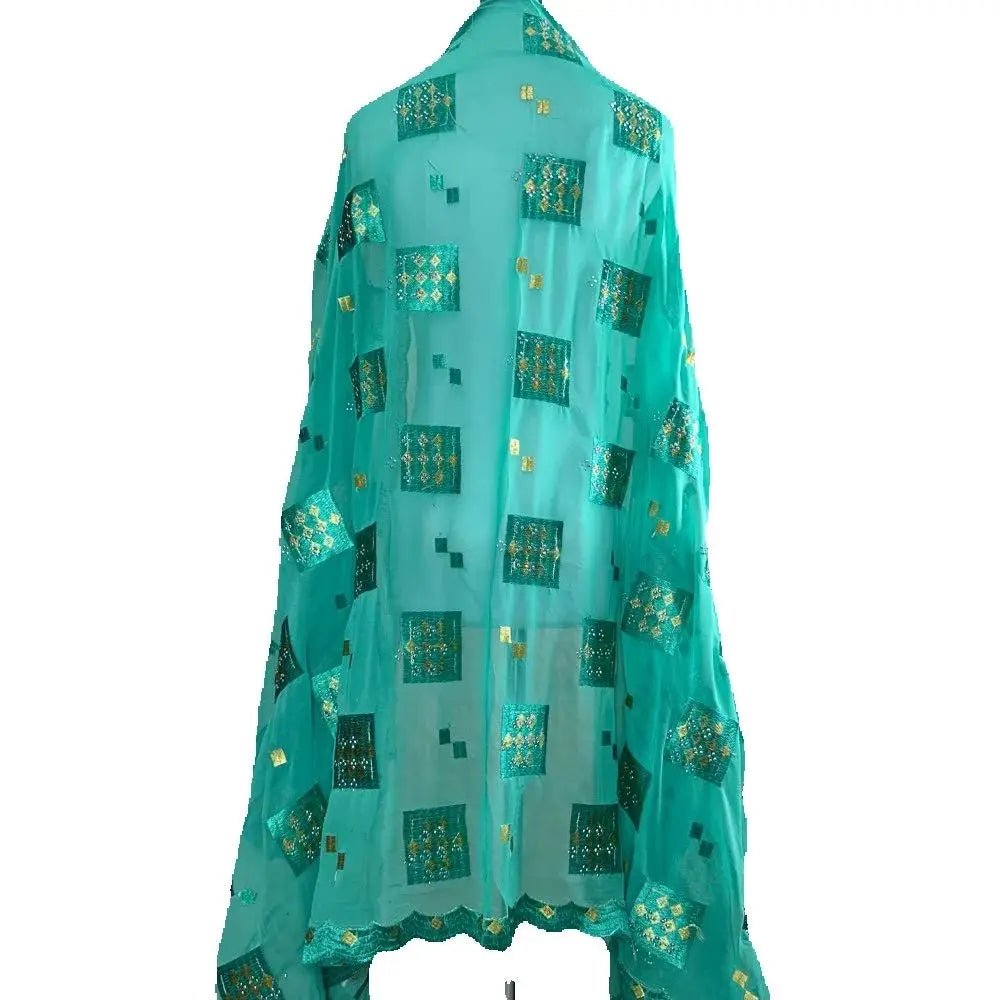 Elegant African Chiffon Hijab for Women – Embroidered Pashmina Shawl Headscarf - Free Delivery Worldwide only at Flexi Africa