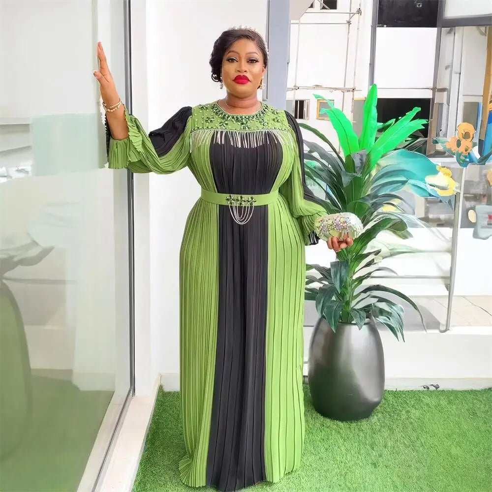 Elegant African Evening Gown for Women – Luxury Rhinestone Party Dress - Free Delivery Worldwide only at Flexi Africa