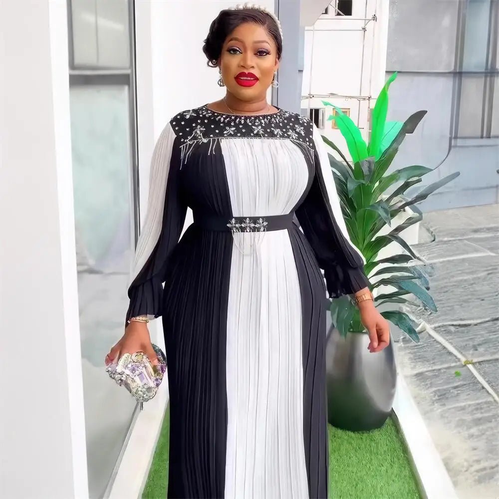 Elegant African Evening Gown for Women – Luxury Rhinestone Party Dress - Free Delivery Worldwide only at Flexi Africa