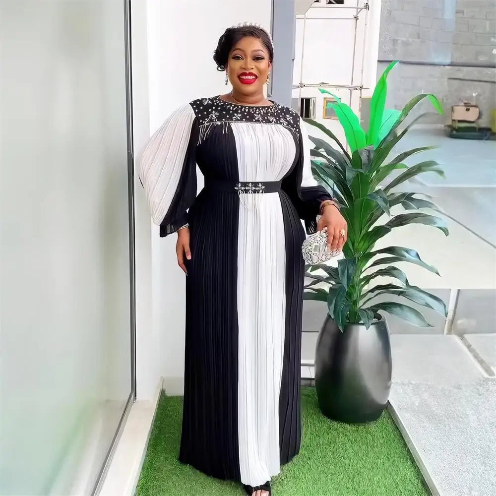 Elegant African Evening Gown for Women – Luxury Rhinestone Party Dress - Free Delivery Worldwide only at Flexi Africa