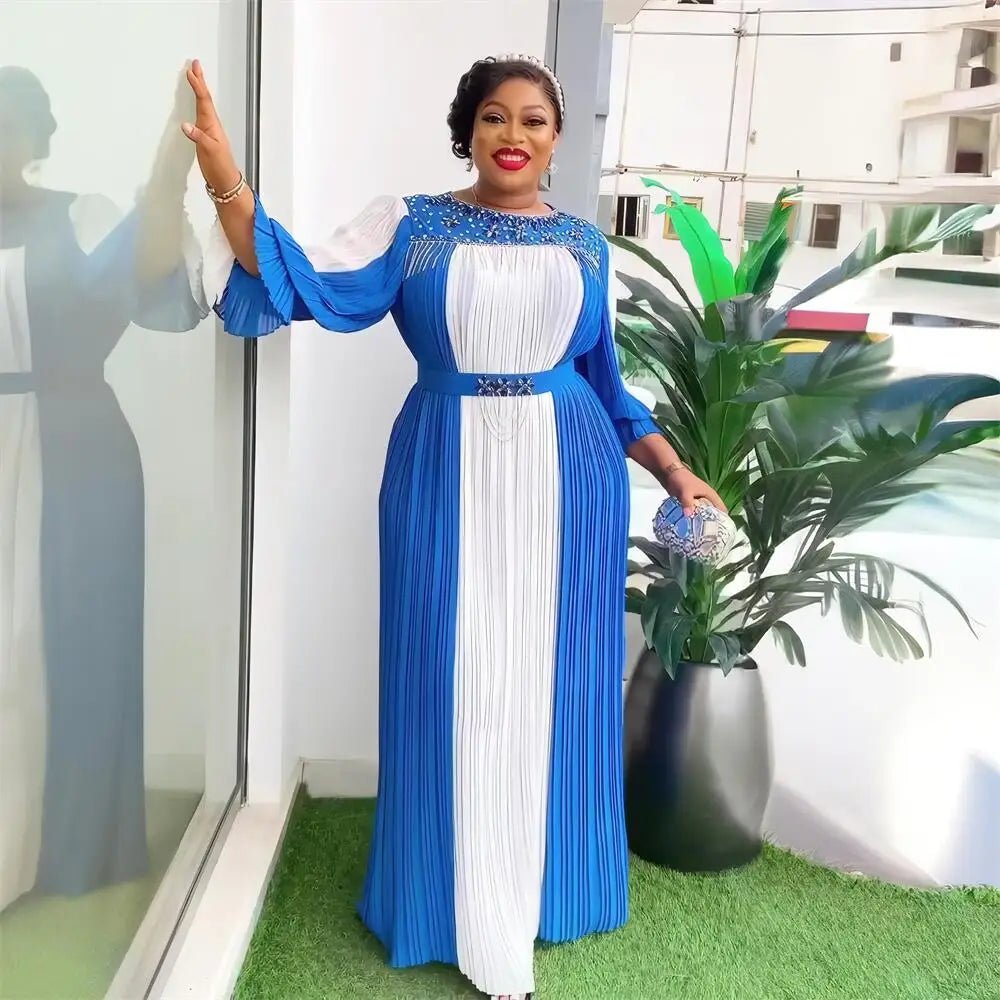 Elegant African Evening Gown for Women – Luxury Rhinestone Party Dress - Free Delivery Worldwide only at Flexi Africa