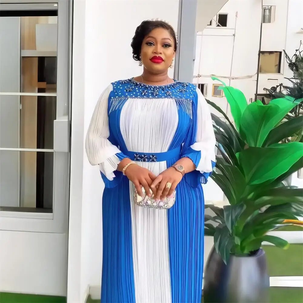 Elegant African Evening Gown for Women – Luxury Rhinestone Party Dress - Free Delivery Worldwide only at Flexi Africa