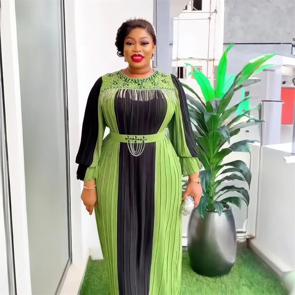 Elegant African Evening Gown for Women – Luxury Rhinestone Party Dress - Free Delivery Worldwide only at Flexi Africa