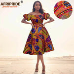Elegant African Midi Dress – High - Waist Ankara Fashion Wear with Short Sleeves - Free Delivery Worldwide only at Flexi Africa