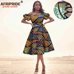 Elegant African Midi Dress – High - Waist Ankara Fashion Wear with Short Sleeves - Free Delivery Worldwide only at Flexi Africa