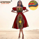 Elegant African Midi Dress – High - Waist Ankara Fashion Wear with Short Sleeves - Free Delivery Worldwide only at Flexi Africa