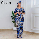 Elegant African Off - Shoulder Maxi Dress with Matching Headscarf & Earrings - Free Delivery Worldwide only at Flexi Africa