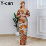 Elegant African Off - Shoulder Maxi Dress with Matching Headscarf & Earrings - Free Delivery Worldwide only at Flexi Africa