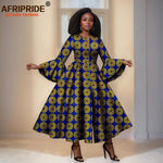Elegant African Print Long Dress – Flare Sleeve Dashiki Maxi Style for Women - Free Delivery Worldwide only at Flexi Africa