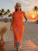 Elegant African Printed Silk Kaftan Abaya – Oversized Dress for Women - Free Delivery Worldwide only at Flexi Africa