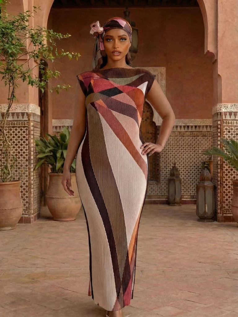 Elegant African Printed Silk Kaftan Abaya – Oversized Dress for Women - Free Delivery Worldwide only at Flexi Africa