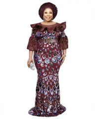 Elegant African Sequined O-Neck Maxi Dress: Stylish Polyester Long Dress - Flexi Africa - www.flexiafrica.com - FREE POST