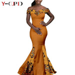 Elegant African Wedding Couple Outfits – Women's Slim Fit Mermaid Dress & Men's Bazin Riche Jacket Pant Set with Hat - Free Delivery Worldwide only at Flexi Africa