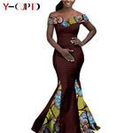 Elegant African Wedding Couple Outfits – Women's Slim Fit Mermaid Dress & Men's Bazin Riche Jacket Pant Set with Hat - Free Delivery Worldwide only at Flexi Africa