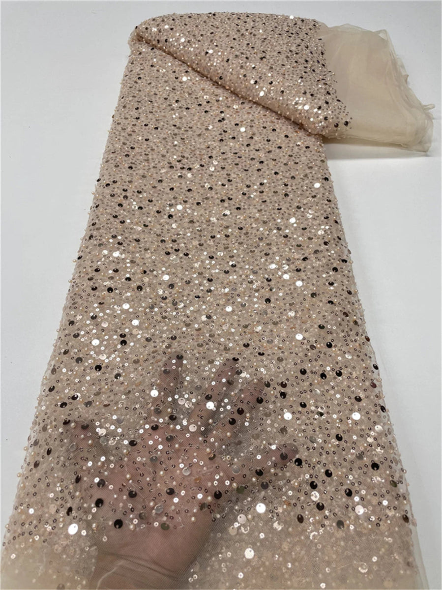 Elegant Lace Fabric – French Tulle Net with Sequins for Bridal and Special Occasion Gowns - Free Delivery Worldwide only at Flexi Africa
