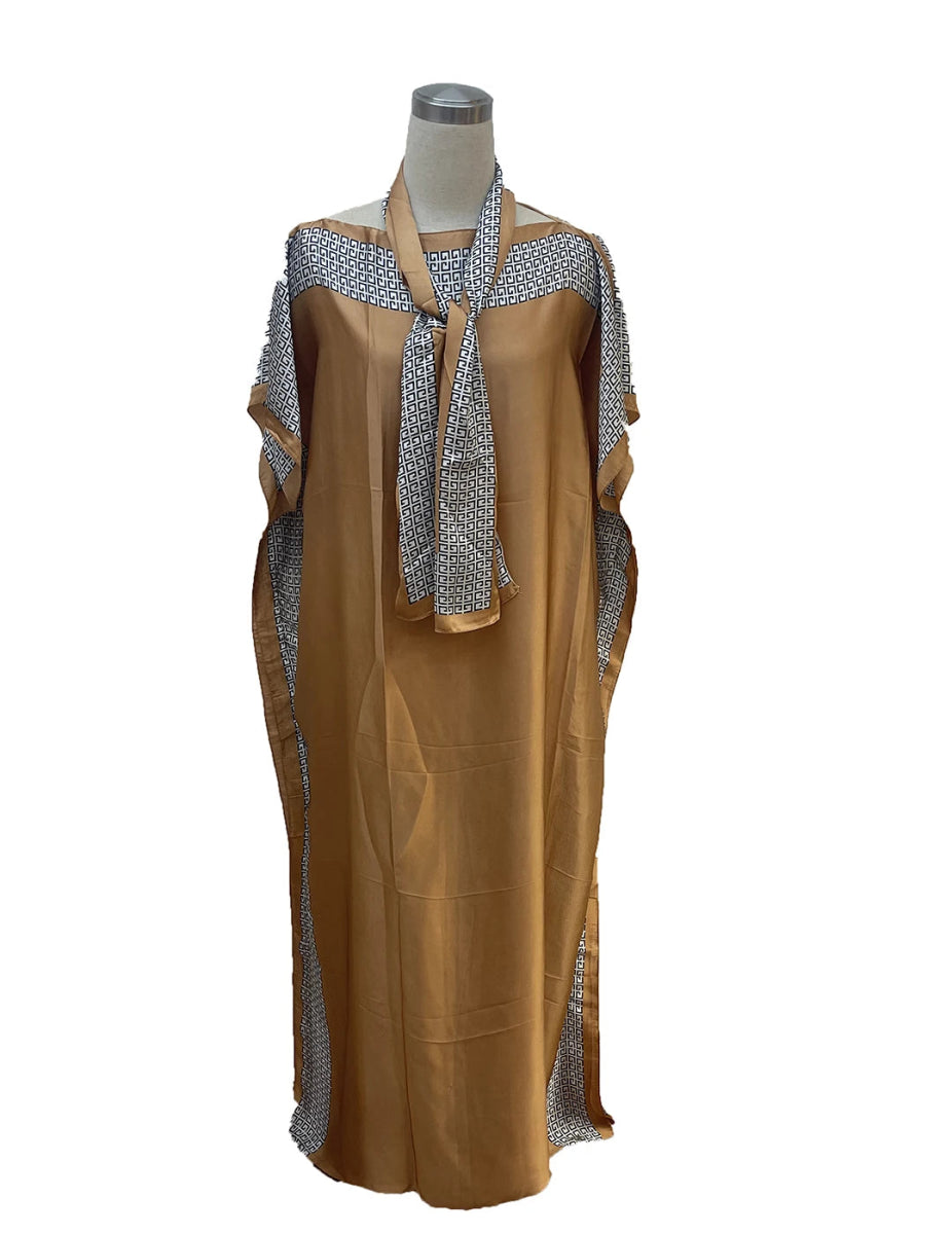 Elegant Plus - Size African Bohemian Silk Kaftan Dress – Loose - Fit Traditional Abaya - Free Delivery Worldwide only at Flexi Africa