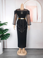 Exquisite African Organza Sleeve Maxi Dress - Free Delivery Worldwide only at Flexi Africa