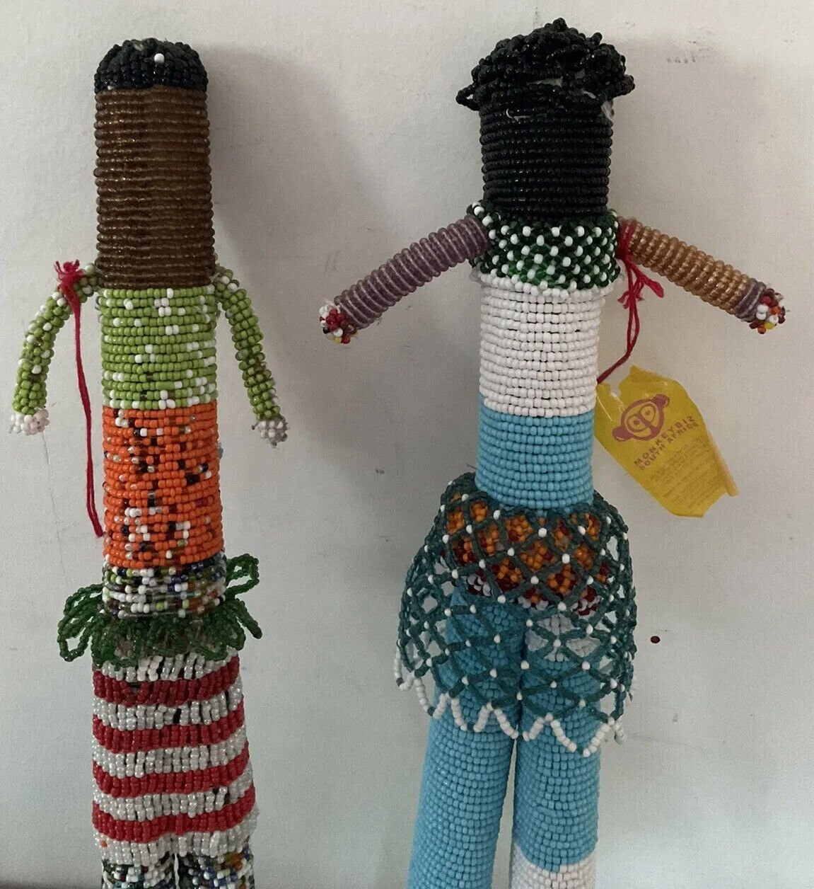 Fantastic Pair Of Hand Made South African Beaded Dolls With Tag - Flexi Africa - Flexi Africa offers Free Delivery Worldwide - Vibrant African traditional clothing showcasing bold prints and intricate designs