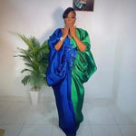 Fashion boubou africain femme Color blocking african dress Embroidery decoration africa clothing - Free Delivery Worldwide only at Flexi Africa