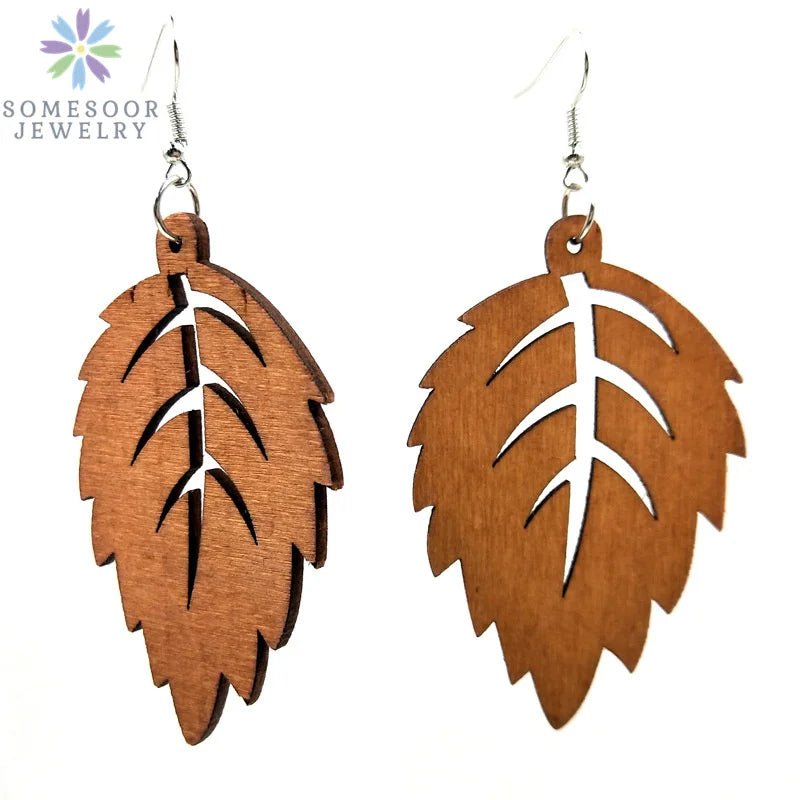 Fashion Laser-Cut Wooden African Map Drop Earrings: Traditional Ethnic Pendant Dangle Jewelry for Women - Flexi Africa