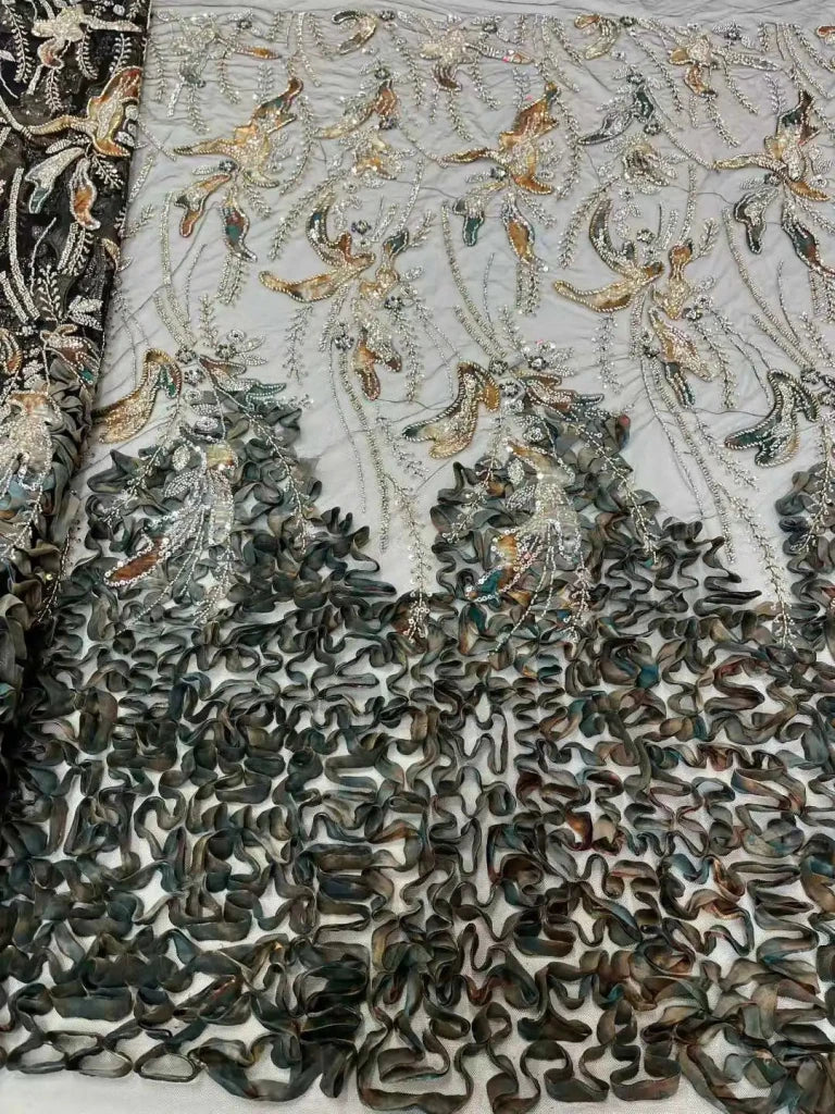 Flower Fabric Nigerian African Fabric for Couture Sewing – Wedding, Evening & Prom Dress - Free Delivery Worldwide only at Flexi Africa