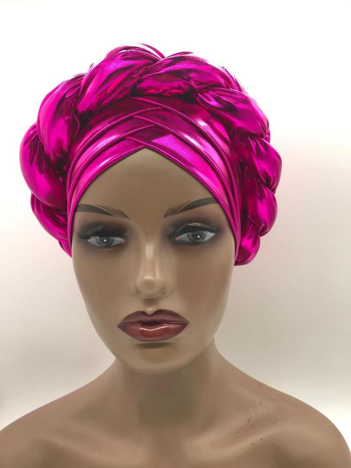 Forehead Braids Turban Cap Shimmering African Headtie, Head Wraps, Muslim Headscarf, Bonnet Ready Hijab Hat - Flexi Africa