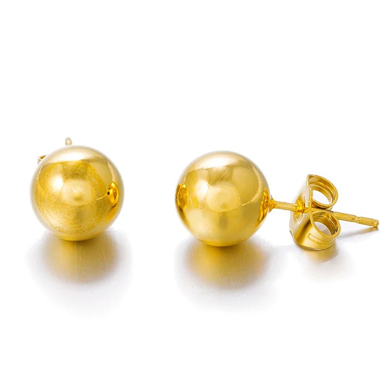 Gold Ball Stud Earrings – Elegant Round Bead Earrings for Women & Girls, Ethiopian African Jewelry Style - Free Delivery Worldwide only at Flexi Africa