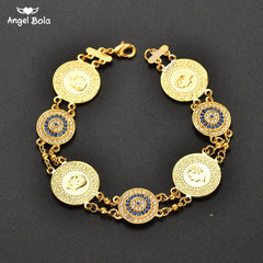 Gold Coin Necklace and Bracelet Jewelry Set for Women & Men – Middle Eastern African Inspired Gift - Free Delivery Worldwide only at Flexi Africa