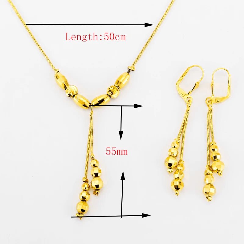 Gold Color Fashion Beaded Necklace & Earring Set for Women/Girls – Ethiopian & African Charm Jewelry - Free Delivery Worldwide only at Flexi Africa